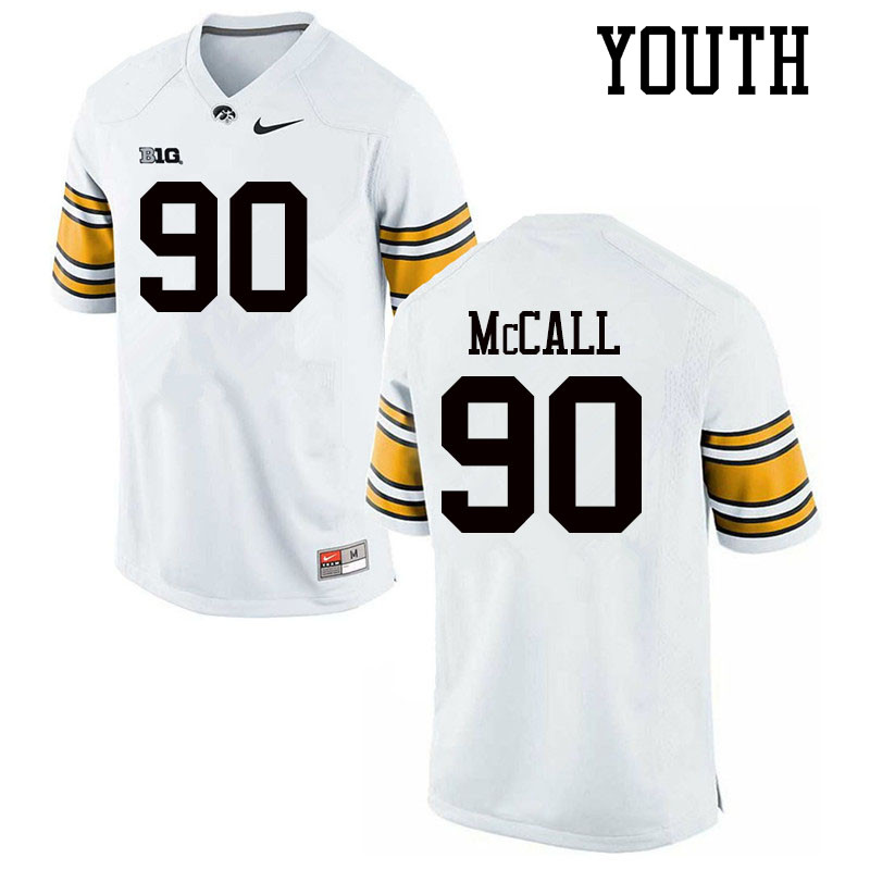 Youth #90 Taajhir McCall Iowa Hawkeyes College Football Jerseys Sale-White - Click Image to Close
